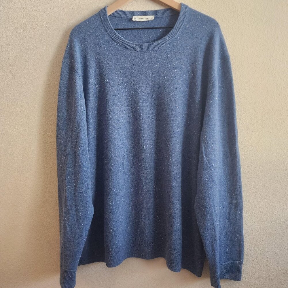 Everlane Sweater Mens 2XL Blue Cashmere Crewneck ReCashmere Speckled Donegal